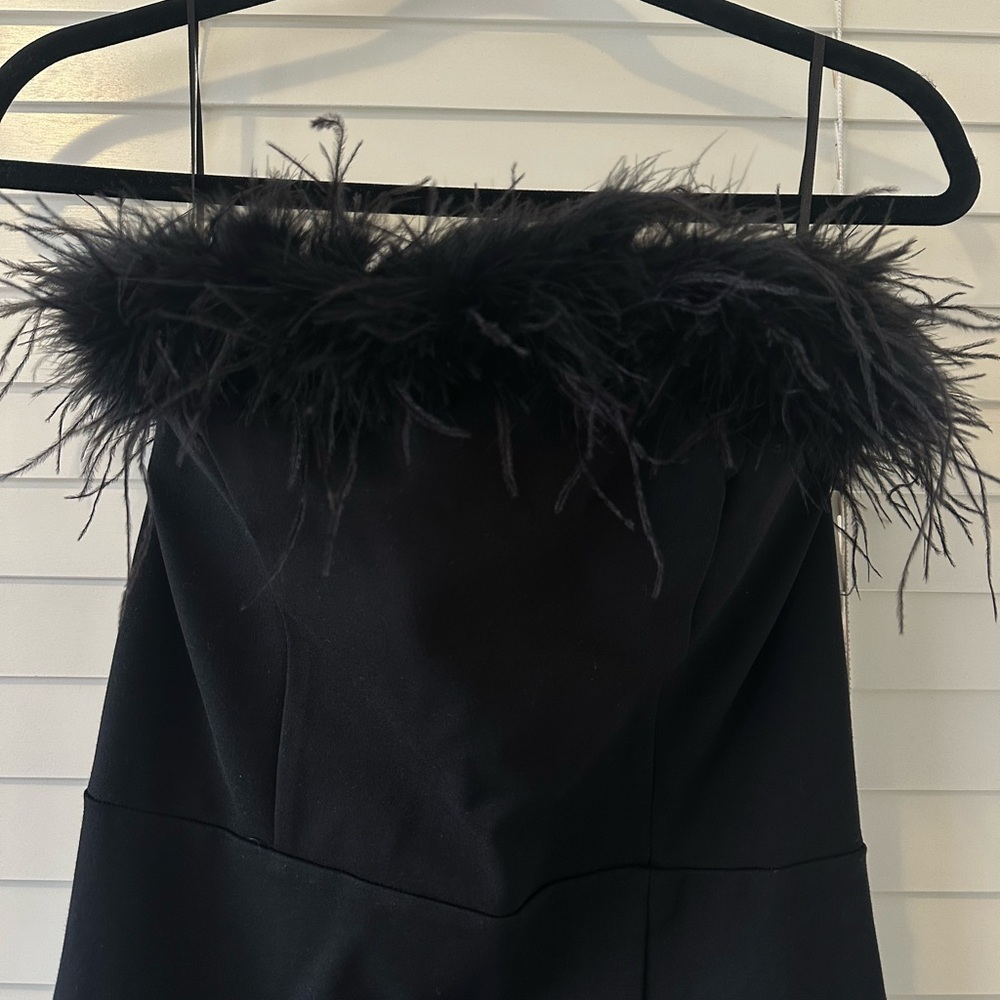 Fashion Nova Black Strapless Dress with Feather Accent - Picture 7 of 10